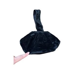 Vintage Black Velvet Wristlet Purse with Lucite Clasp and Coin Purse